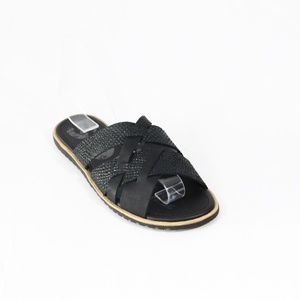 Sorel Sandals sz 6 Women Black Leather Slides Slip on Flat Shoes Ella